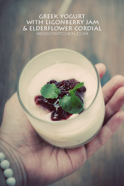 Greek Yogurt With Lingonberry Jam & Elderflower Cordial